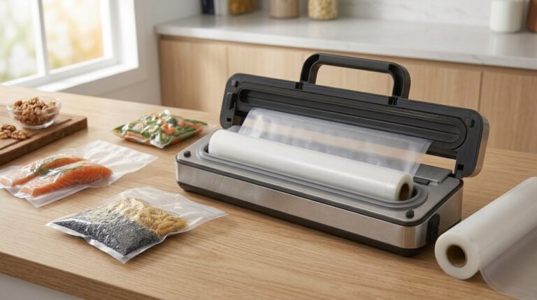 Vacuum sealer sealing a bag of thick liquid sauce without freezing