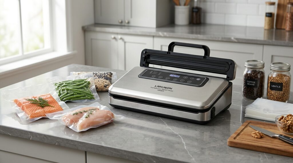 LIWUNON Full Automatic Vacuum Sealer on a kitchen countertop